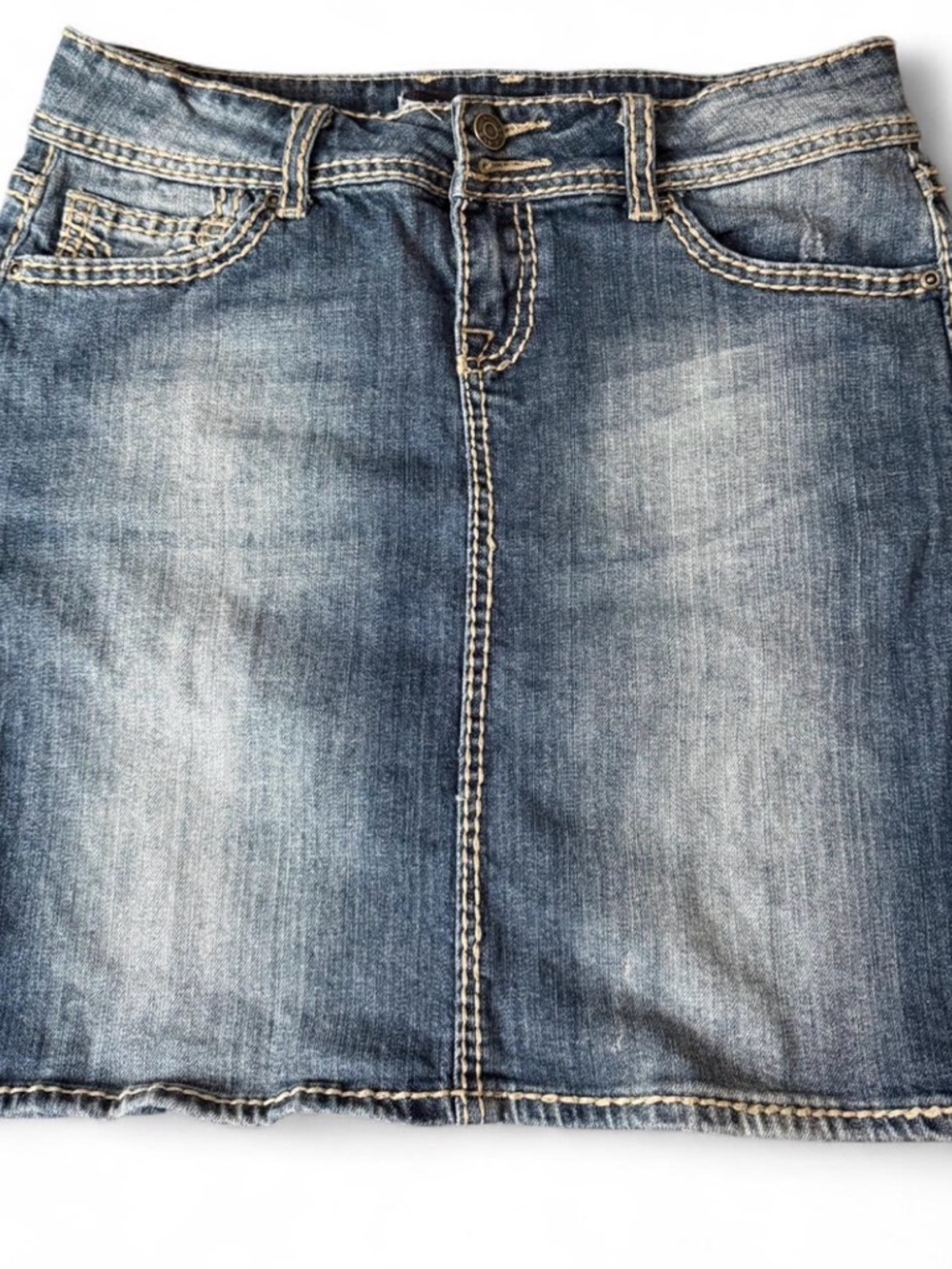 Y2K Vigoss Blue Washed Denim Midi Skirt